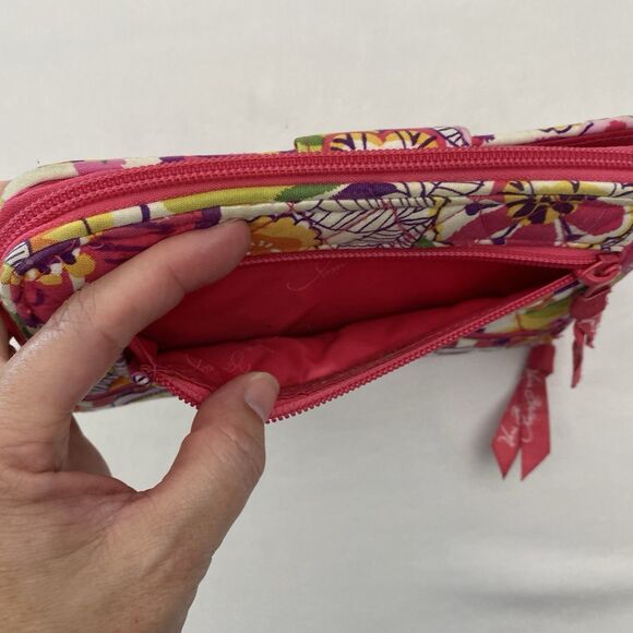 Vera Bradley Wallet Zip Around Turn Lock Organizer Pink Floral Quilted Bloomcore - Picture 6 of 14